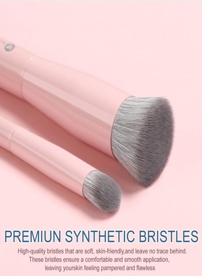 KINGMAS Foundation Makeup Brushes, Flat Top Kabuki Concealer Brush Under Eye Nose Contour Brush for Liquid Cream Powder Blending Buffing (Pink) - Image 2